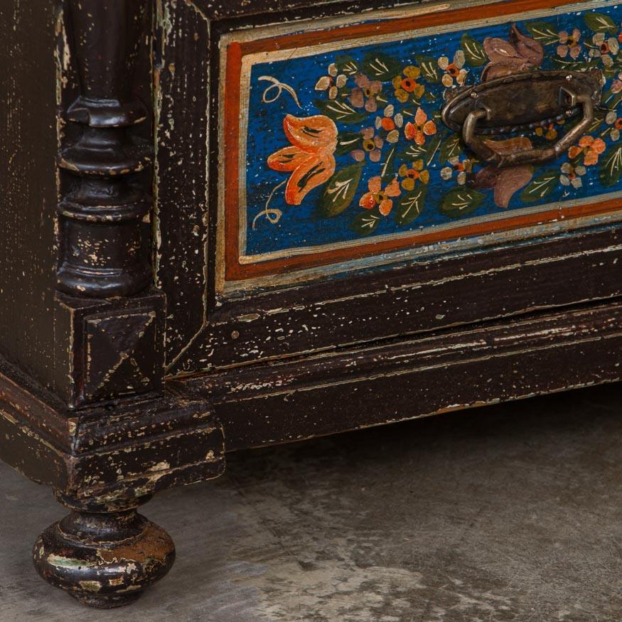 Romanian Antique Folk Art Painted Chest of Drawers from Romania