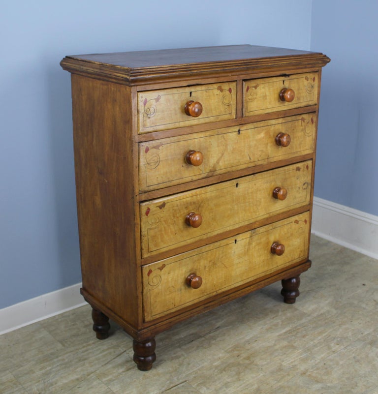 Antique Folk Art Painted Chest Of Drawers Original Paint At 1stdibs