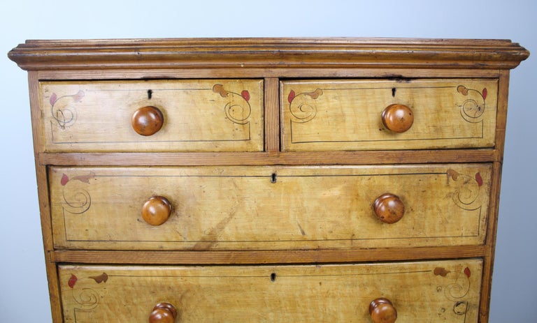 Antique Folk Art Painted Chest Of Drawers Original Paint At 1stdibs