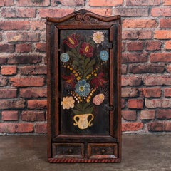 Antique Folk Art Painted Hanging Wall Cabinet