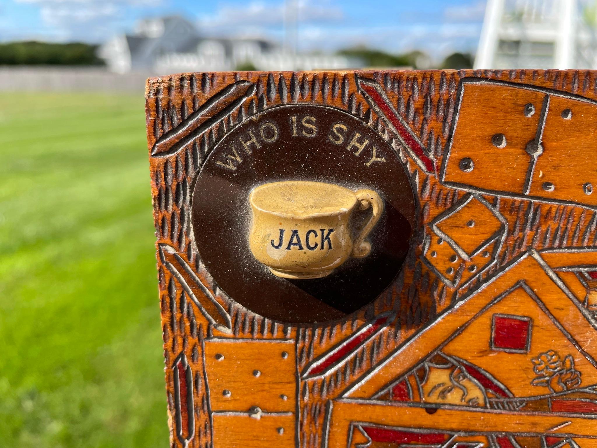 Antique Folk Art Painted Playing Card Games Box, 1930 In Good Condition For Sale In South Burlington, VT