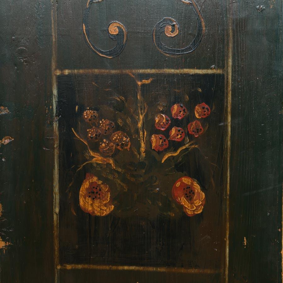 Wood Antique Folk Art Painted Single Door Armoire