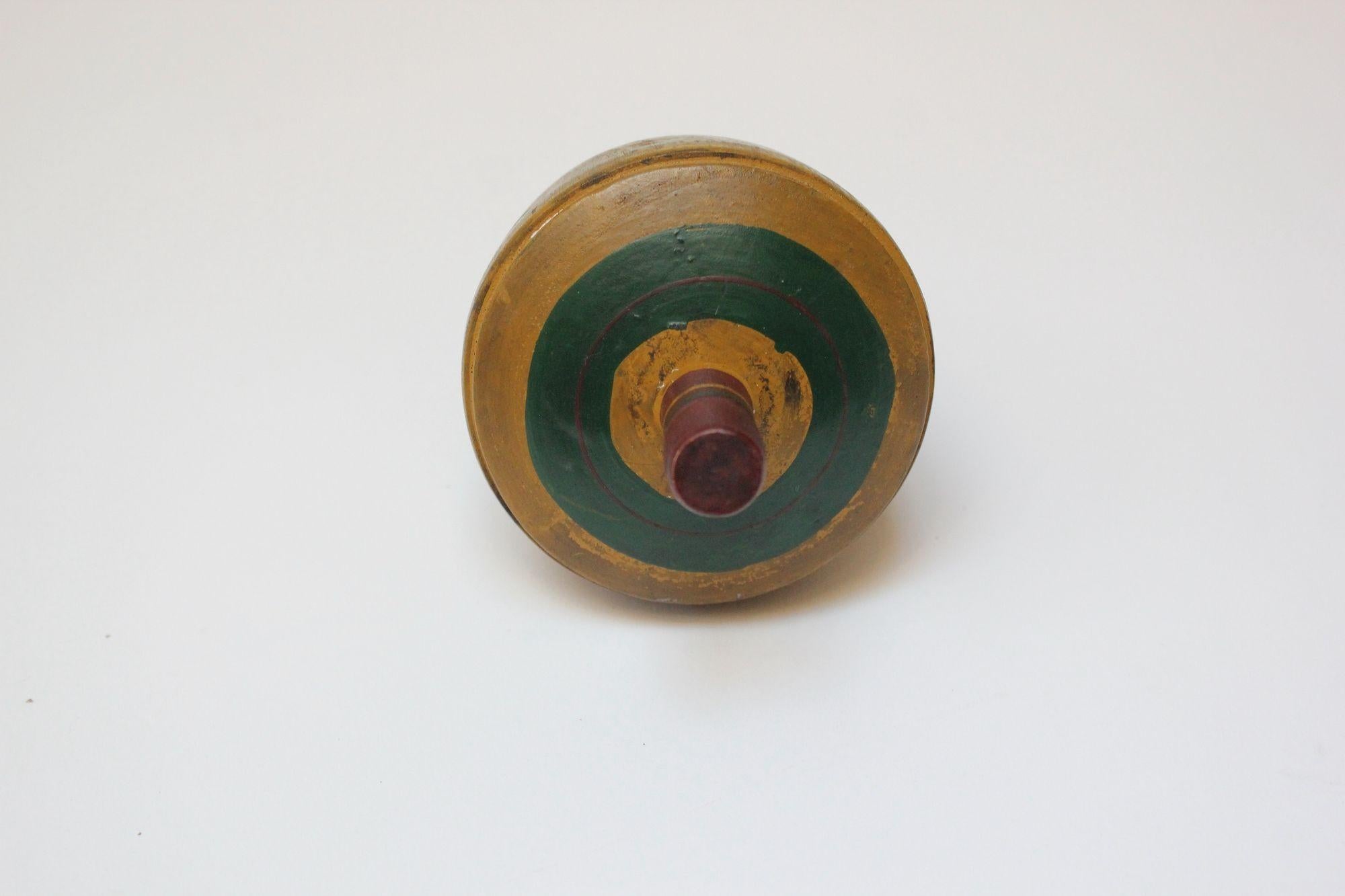 Antique Folk Art Painted Spinning Top Toy For Sale 1