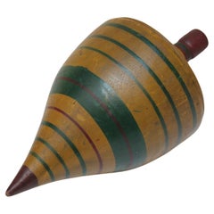 Antique Folk Art Painted Spinning Top Toy
