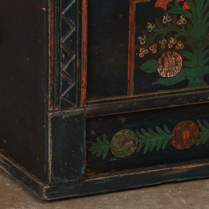 19th Century Antique Folk Art Painted Trunk from Hungary