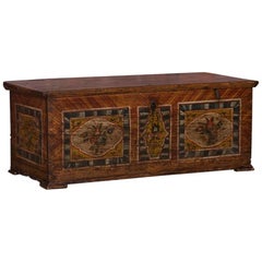 Antique Folk Art Painted Trunk from Hungary
