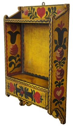 Antique Folk Art Painted Wall Hanging Shelf Colonial Early American Primitive