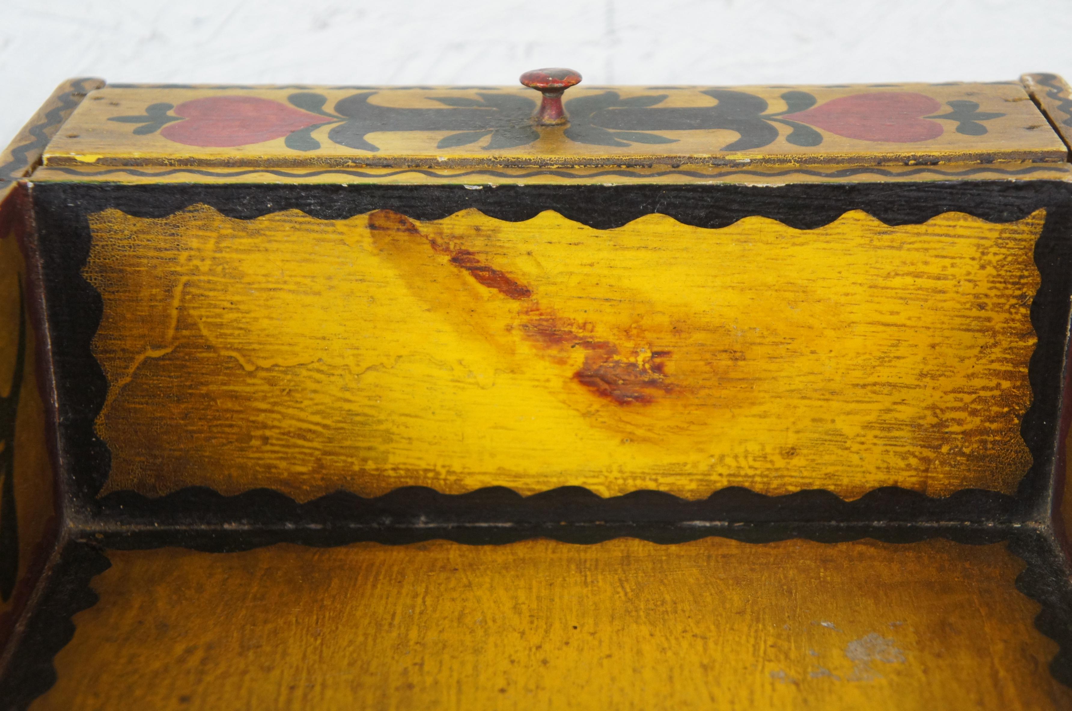 Antique Folk Art Painted Wall Hanging Shelf Colonial Early American Primitive 1