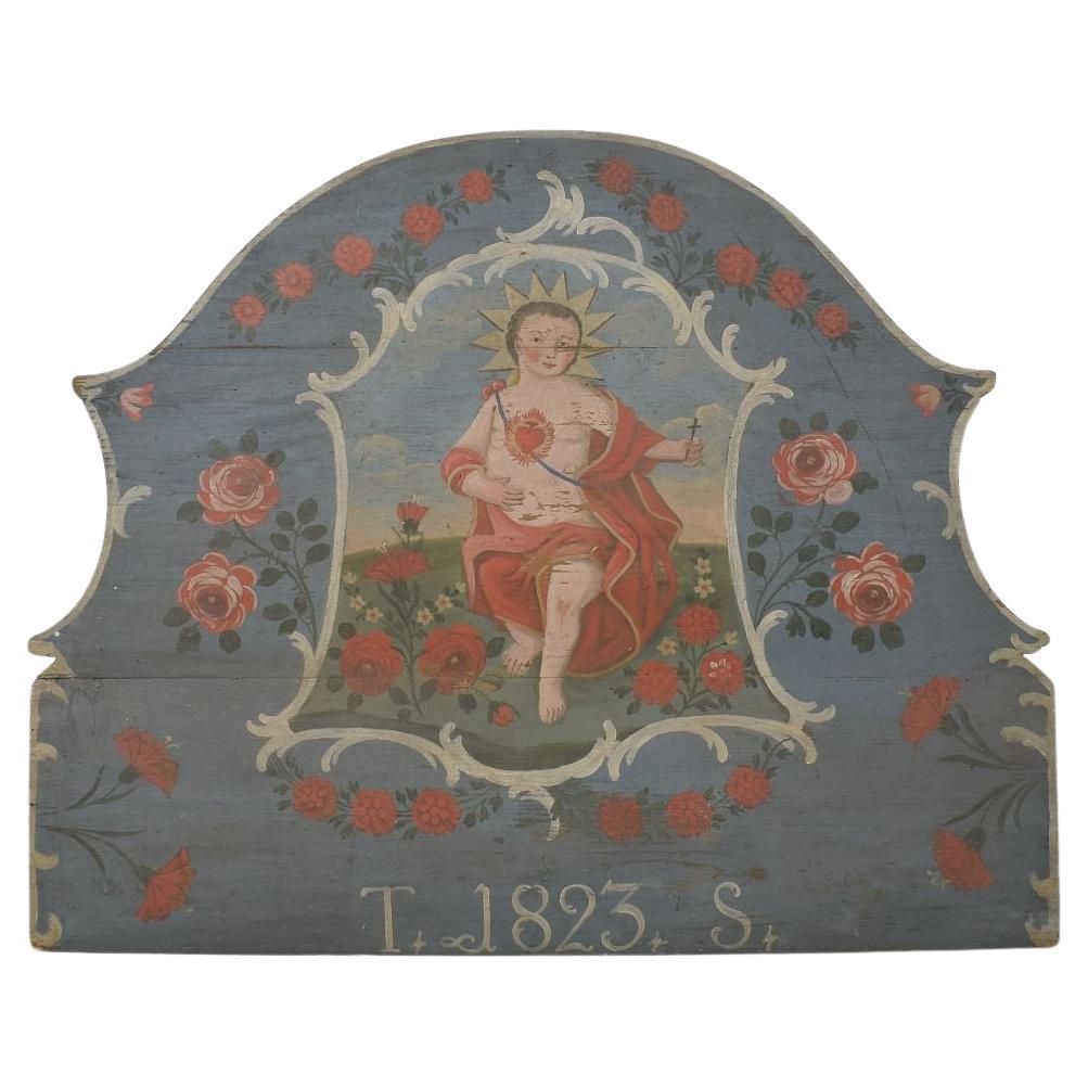 Pannello di legno dipinto con figura di Cristo, Francia, 1823 in vendita