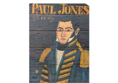 Antique Folk Art Painting of John Paul Jones of the Us Navy