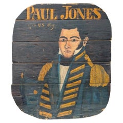 Antique Folk Art Painting of John Paul Jones of the Us Navy