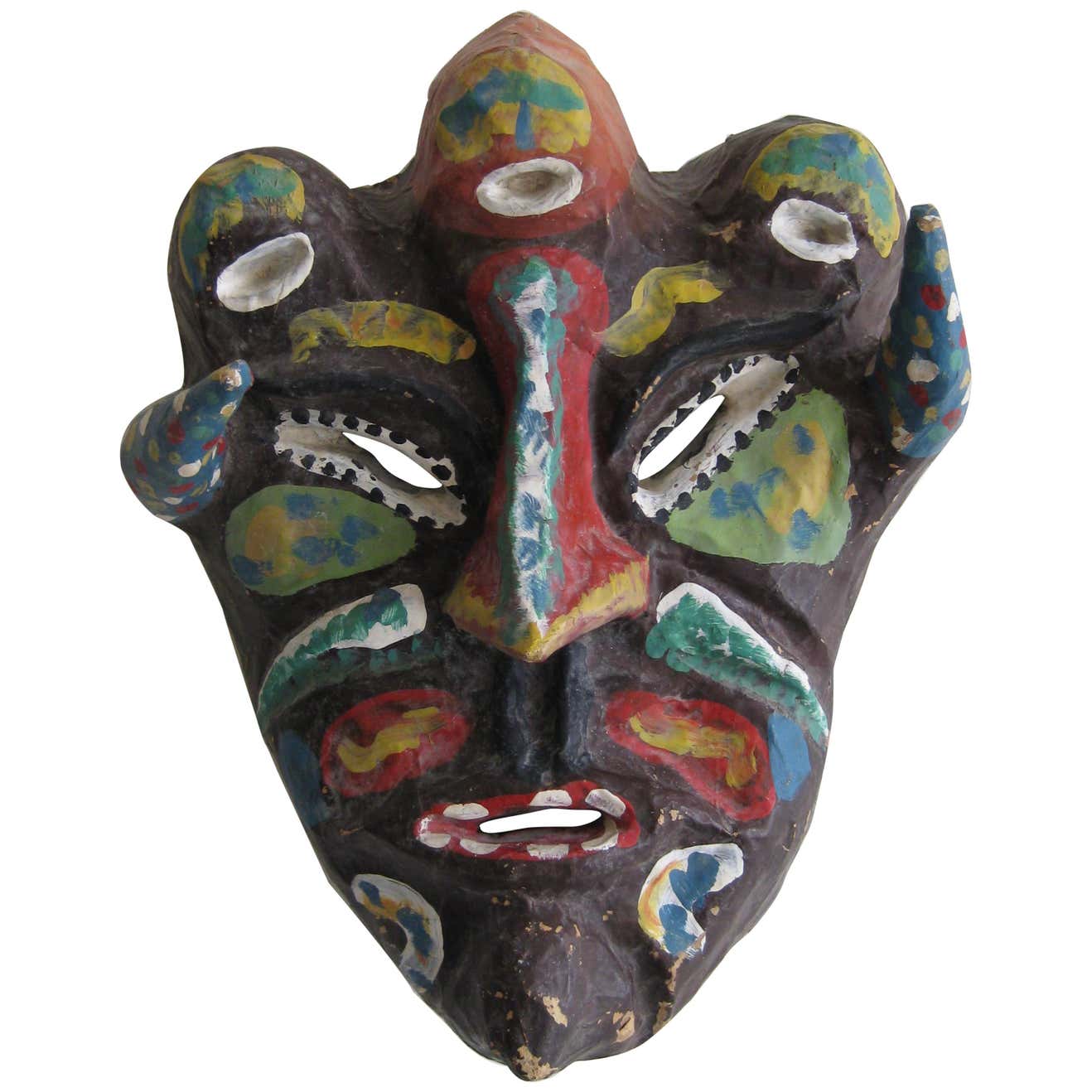 Antique Folk Art Papier Paper Mâché Mardi Gras Halloween Voodoo Costume ...