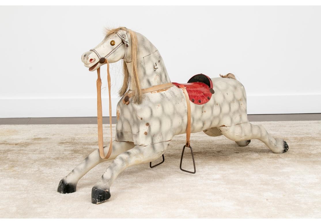 Antique Folk Art Rocking Horse Sculpture For Sale 10