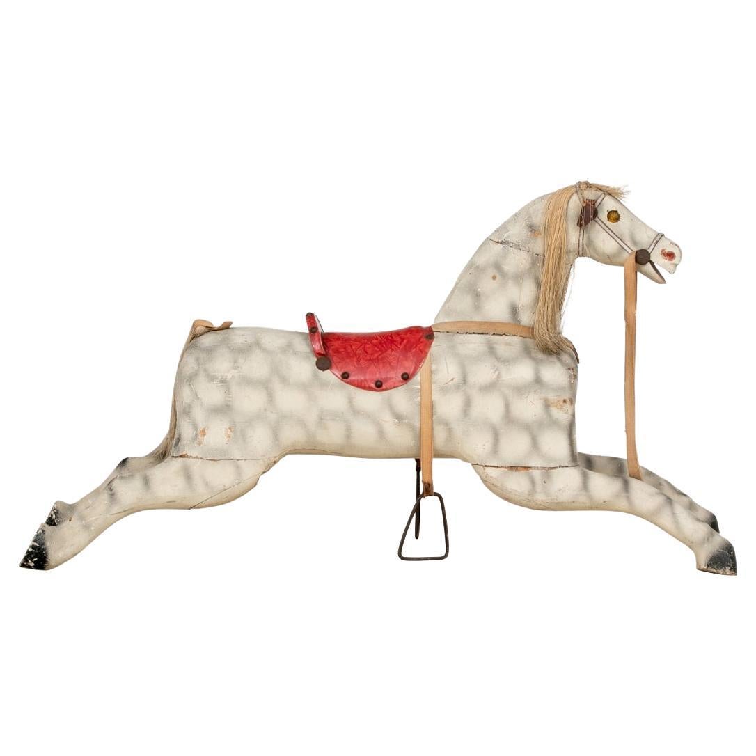 Antique Folk Art Rocking Horse Sculpture For Sale