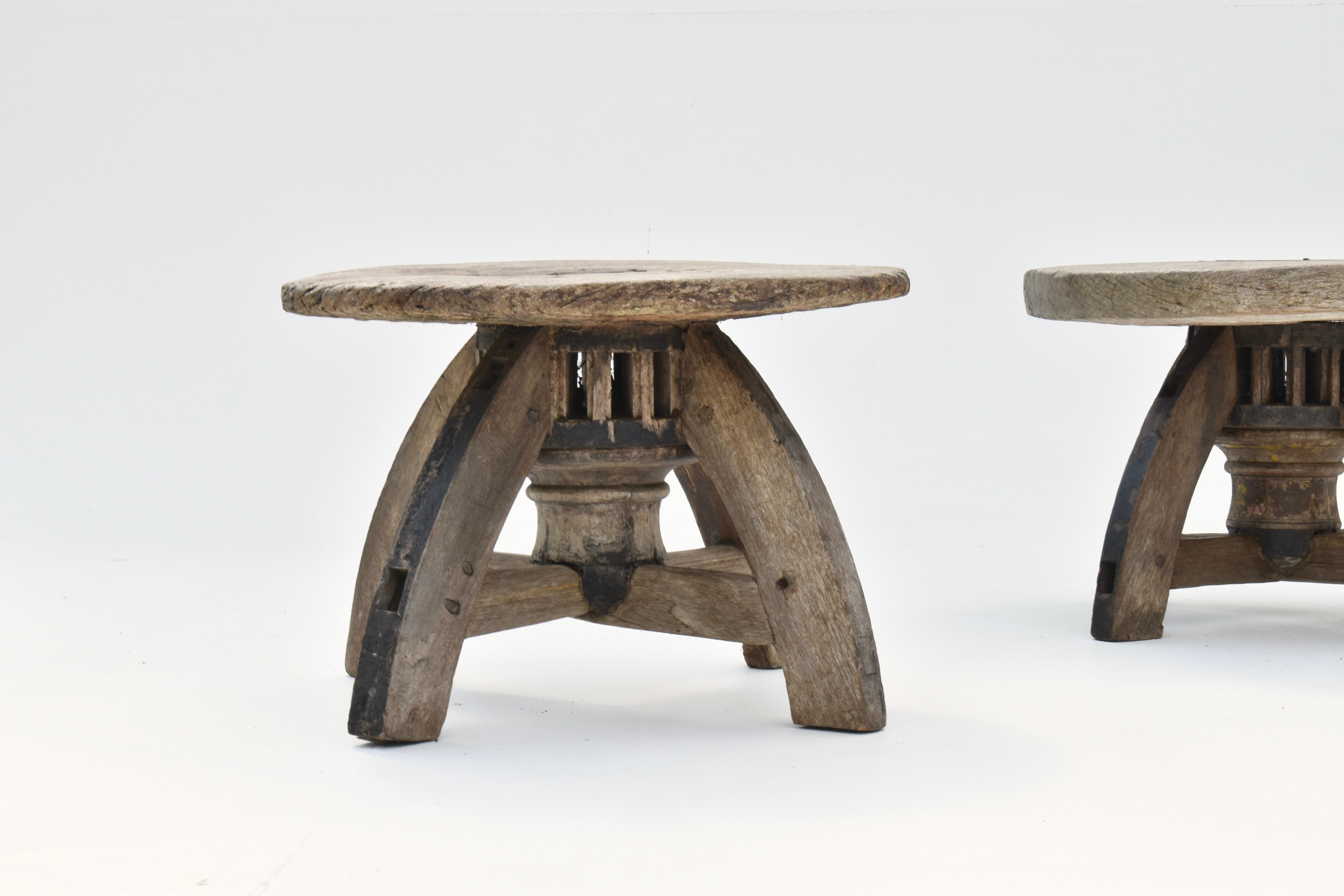 Asian Antique Folk Art Side Table/Stools For Sale