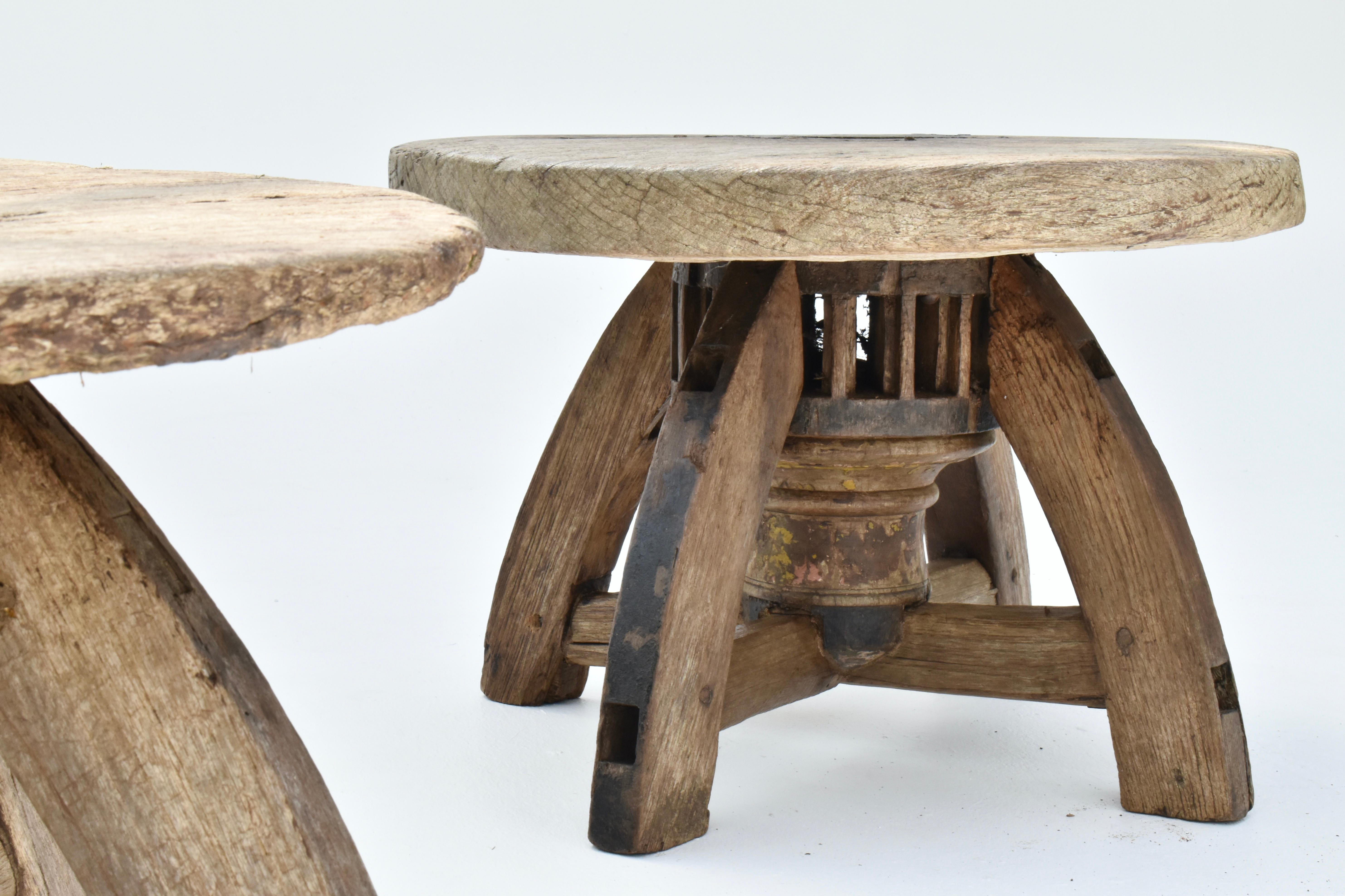 19th Century Antique Folk Art Side Table/Stools For Sale