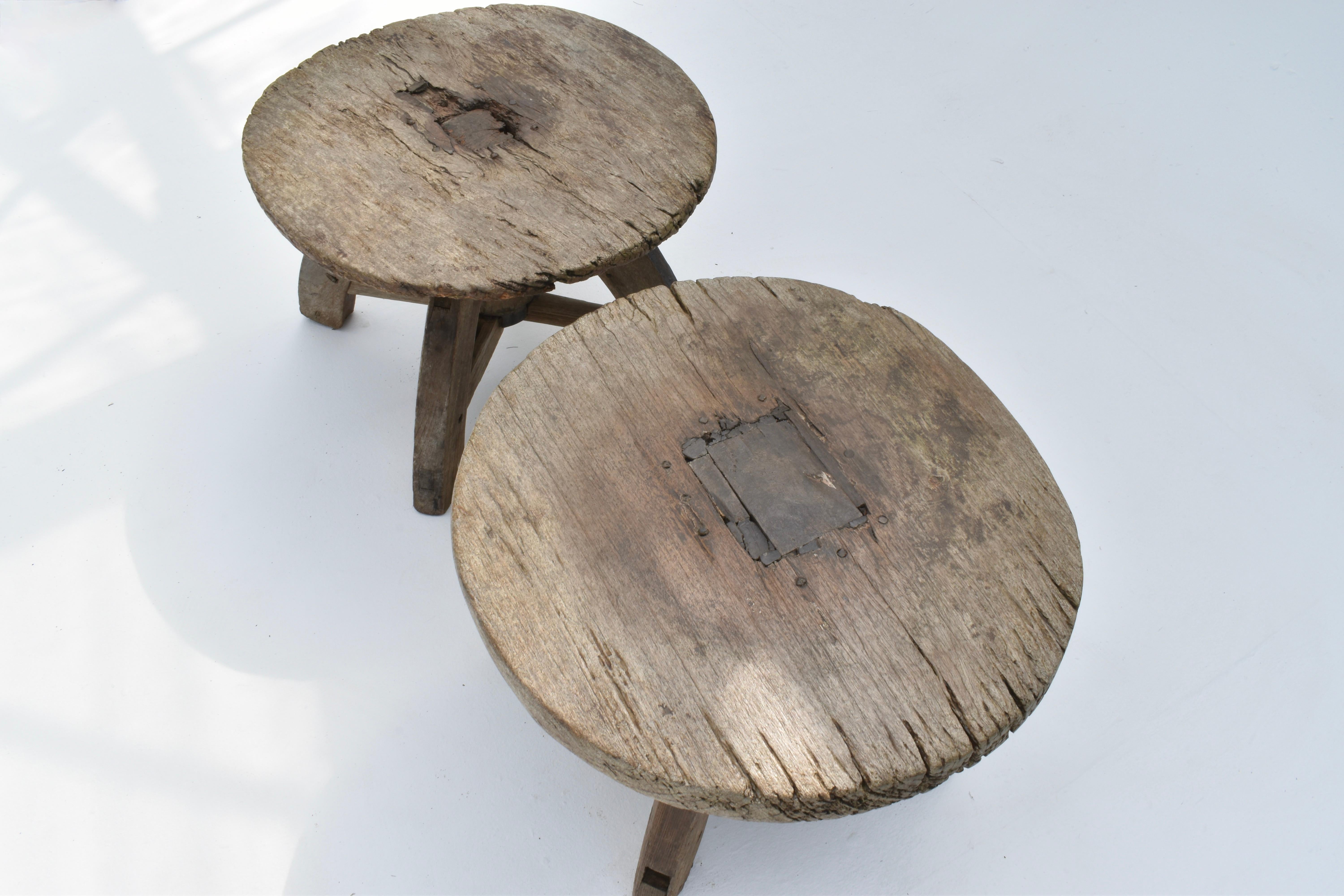 Antique Folk Art Side Table/Stools For Sale 1