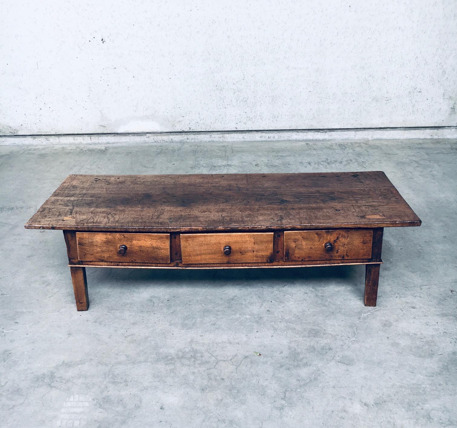 Wood Antique Folk Art Spanish Low Console or Coffee Table 1890's For Sale