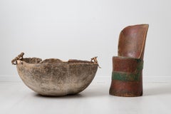 Antique Folk Art Swedish Rustic Kubbstol