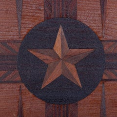 Antique Folk Art Two-Tone Parquetry Inlay Backgammon Game Board with Star