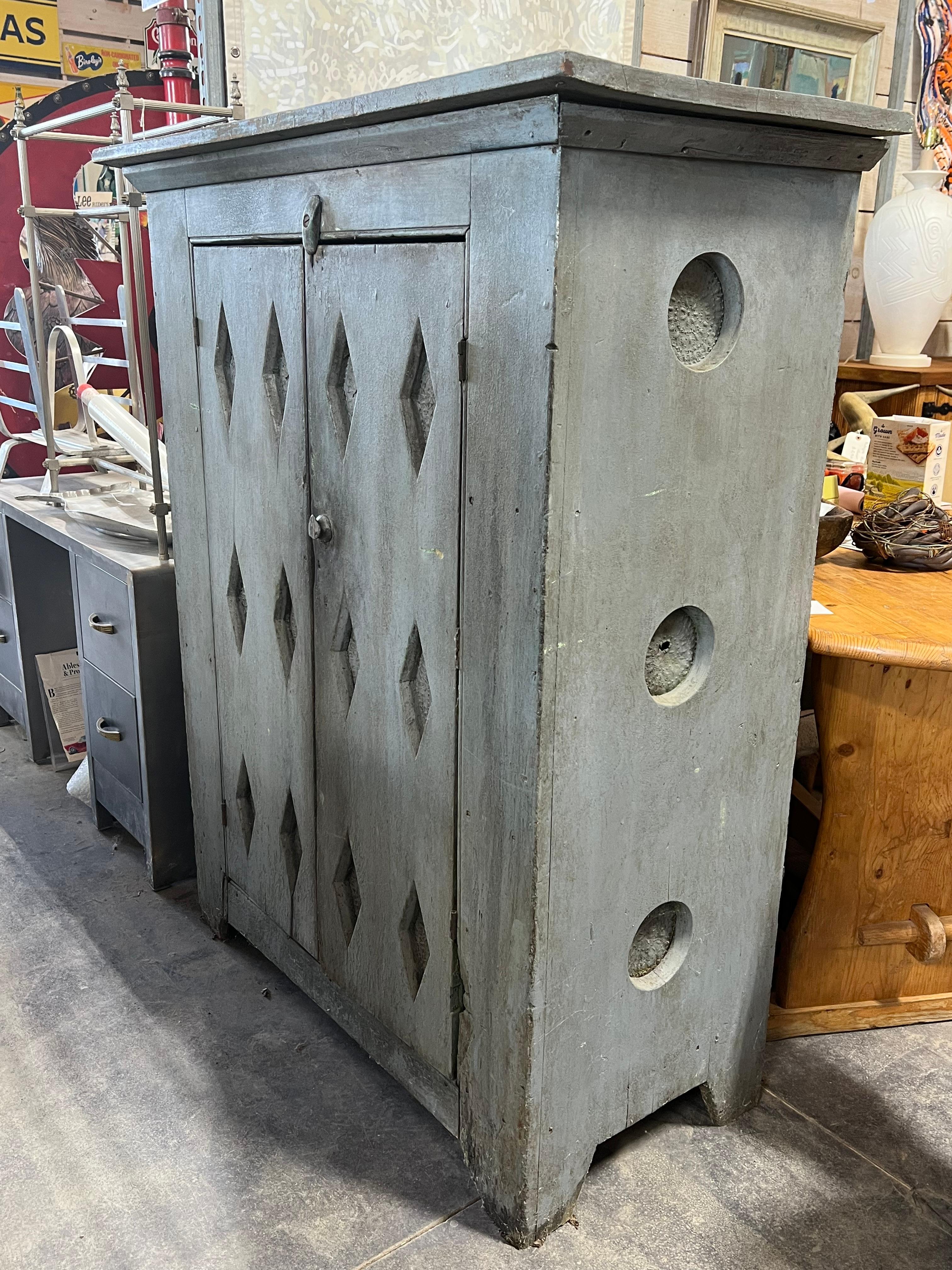 1890’s Folk Art Wood and Tin Pie Safe cabinet. 