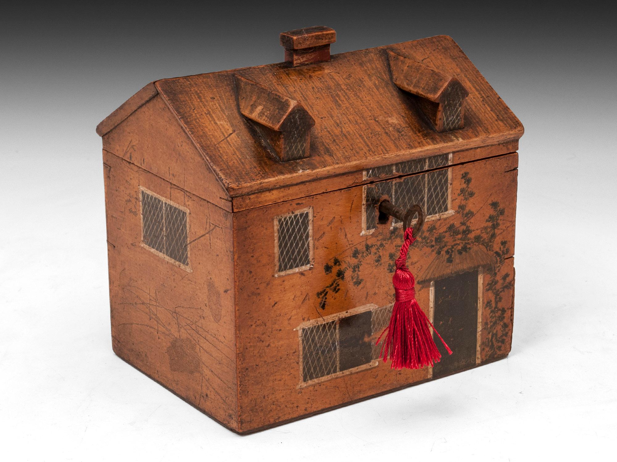 Antique Folk House Sewing Box For Sale at 1stDibs