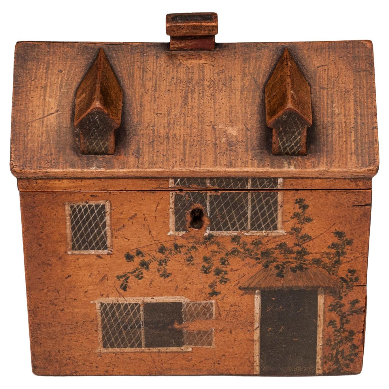 Antique Folk House Sewing Box