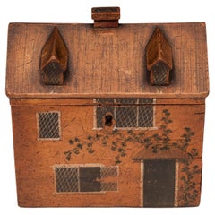 Antique Folk House Sewing Box