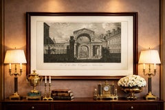 Vista antigua de Fontainebleau Porte Dauphine, grabado de la época de Napoleón, 1803