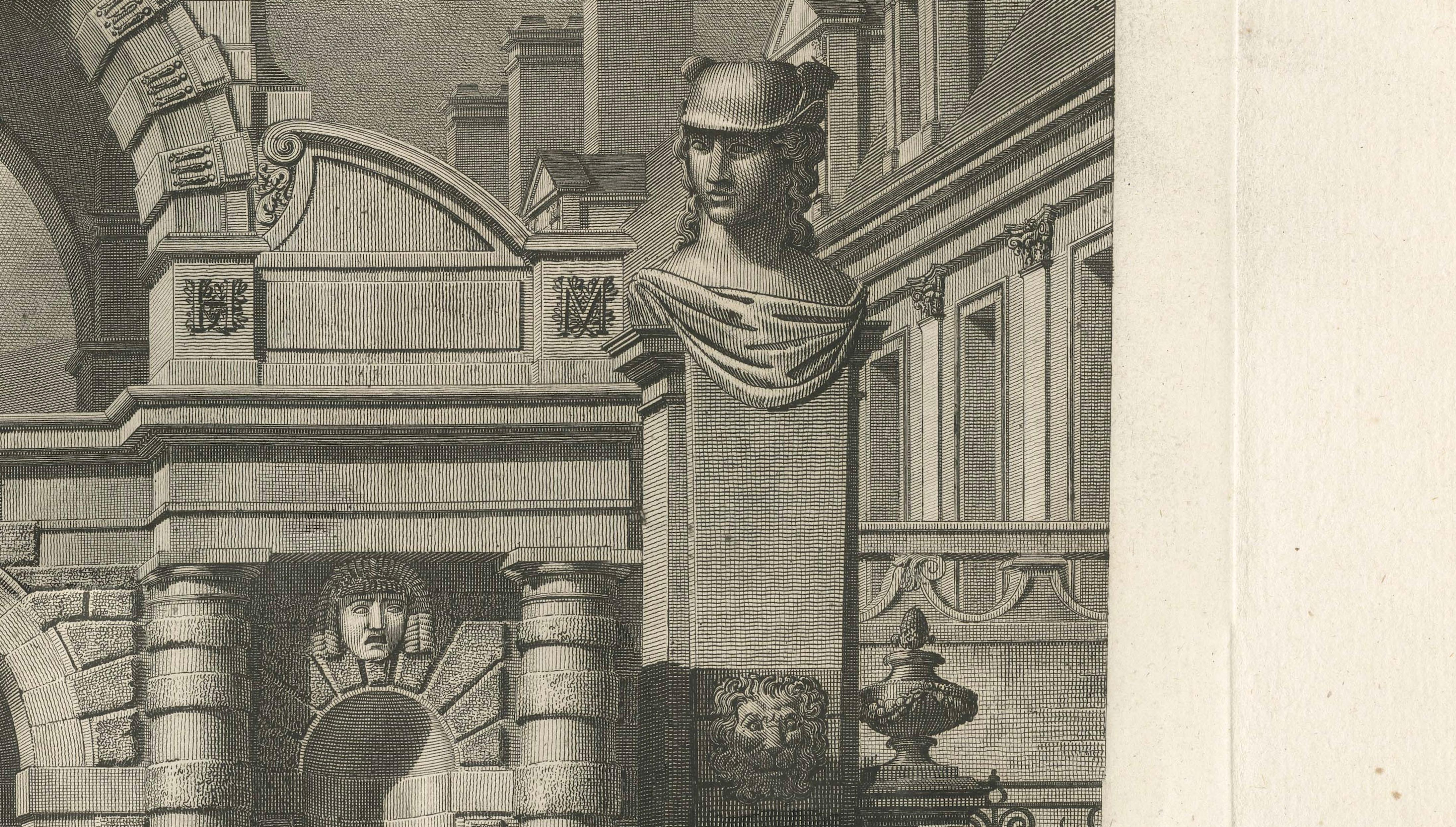 Antique Fontainebleau Porte Dauphine View, Napoleon Era Engraving, 1803