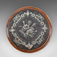Antique Foot Stool, English, Victorian, Beadwork, Carriage Rest, circa 1870