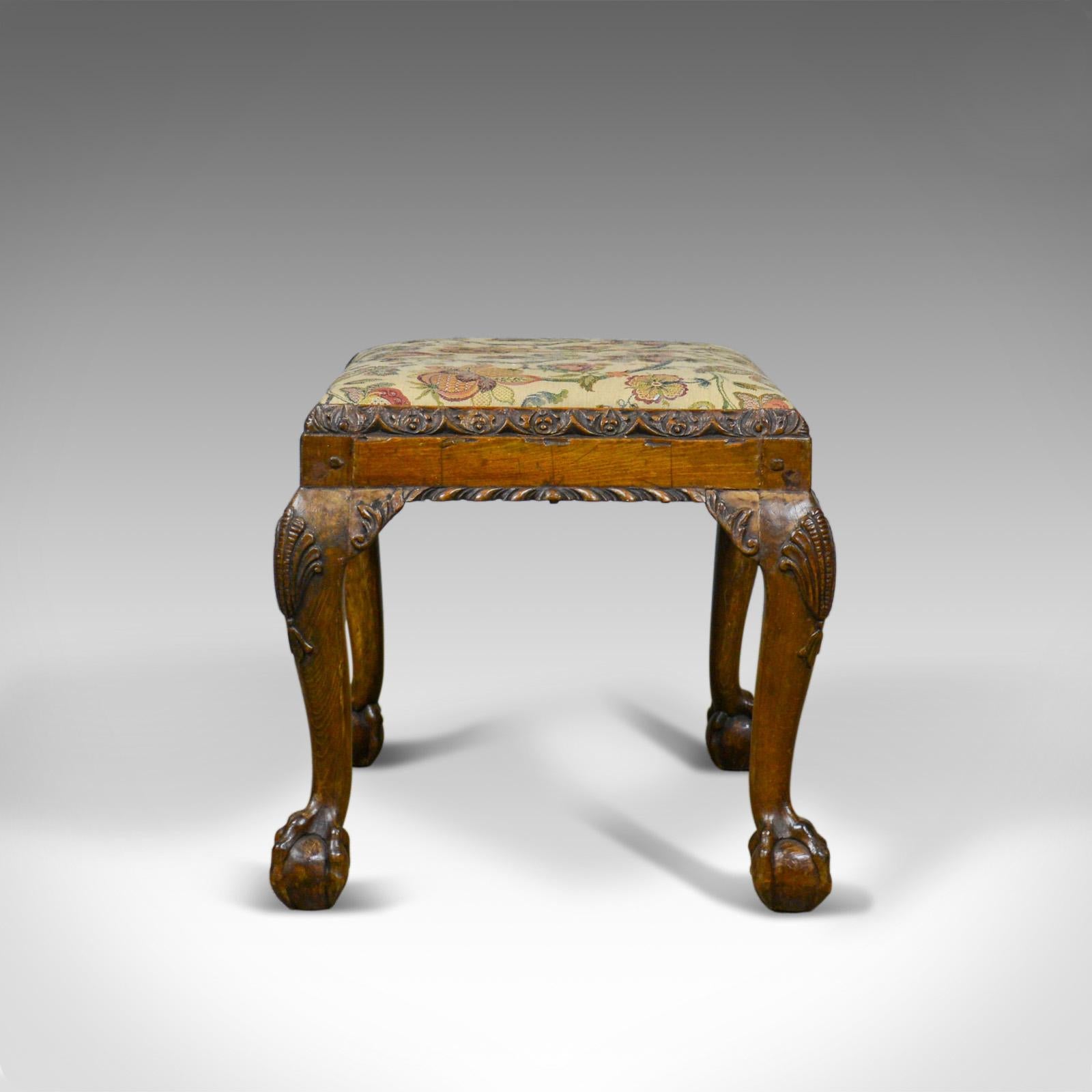 Antique Foot Stool, Walnut, Needlepoint Tapestry, English, Regency, circa 1820 In Good Condition In Hele, Devon, GB