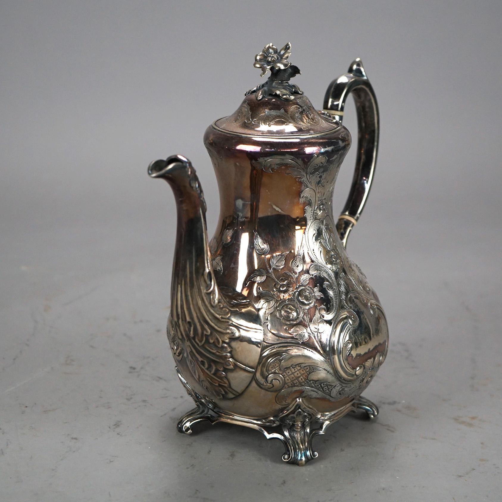 Théière ancienne sur pied James Dixon And Sons Sheffield plaquée argent, vers 1890 en vente 1
