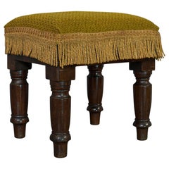 Antique Footstool, English, Mahogany, Stool, Upholstered, Victorian, circa 1880