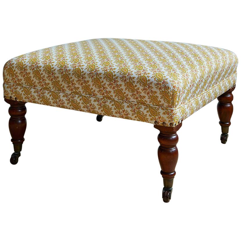 Antique Footstool, Late 1800, Newly Reupholstred im Angebot