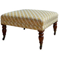 Antique Footstool, Late 1800, Newly Reupholstred
