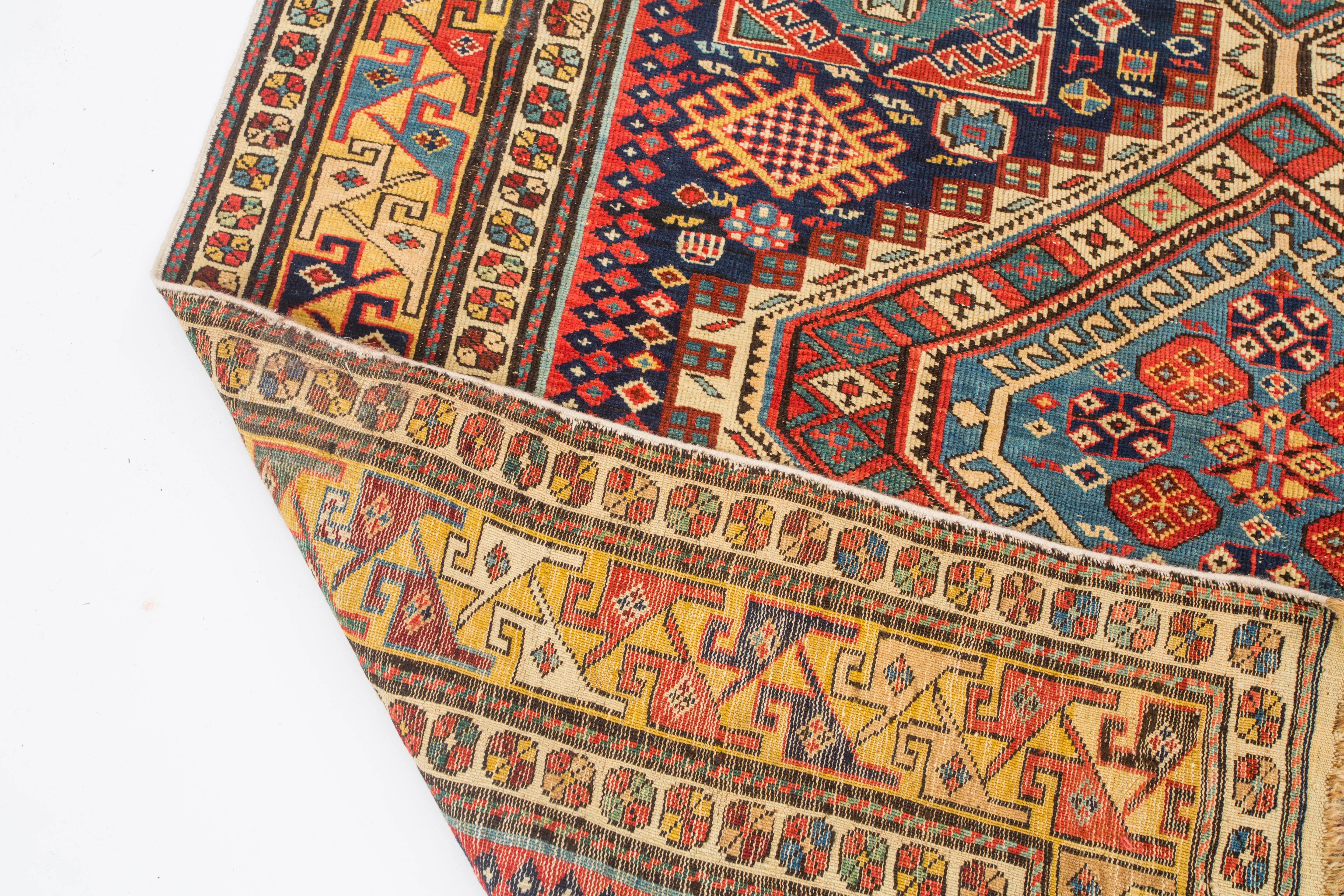 Antiker kaukasischer Shirvan-Teppich aus dem Jahr 1880, selten, ausgezeichneter Zustand  im Angebot 3