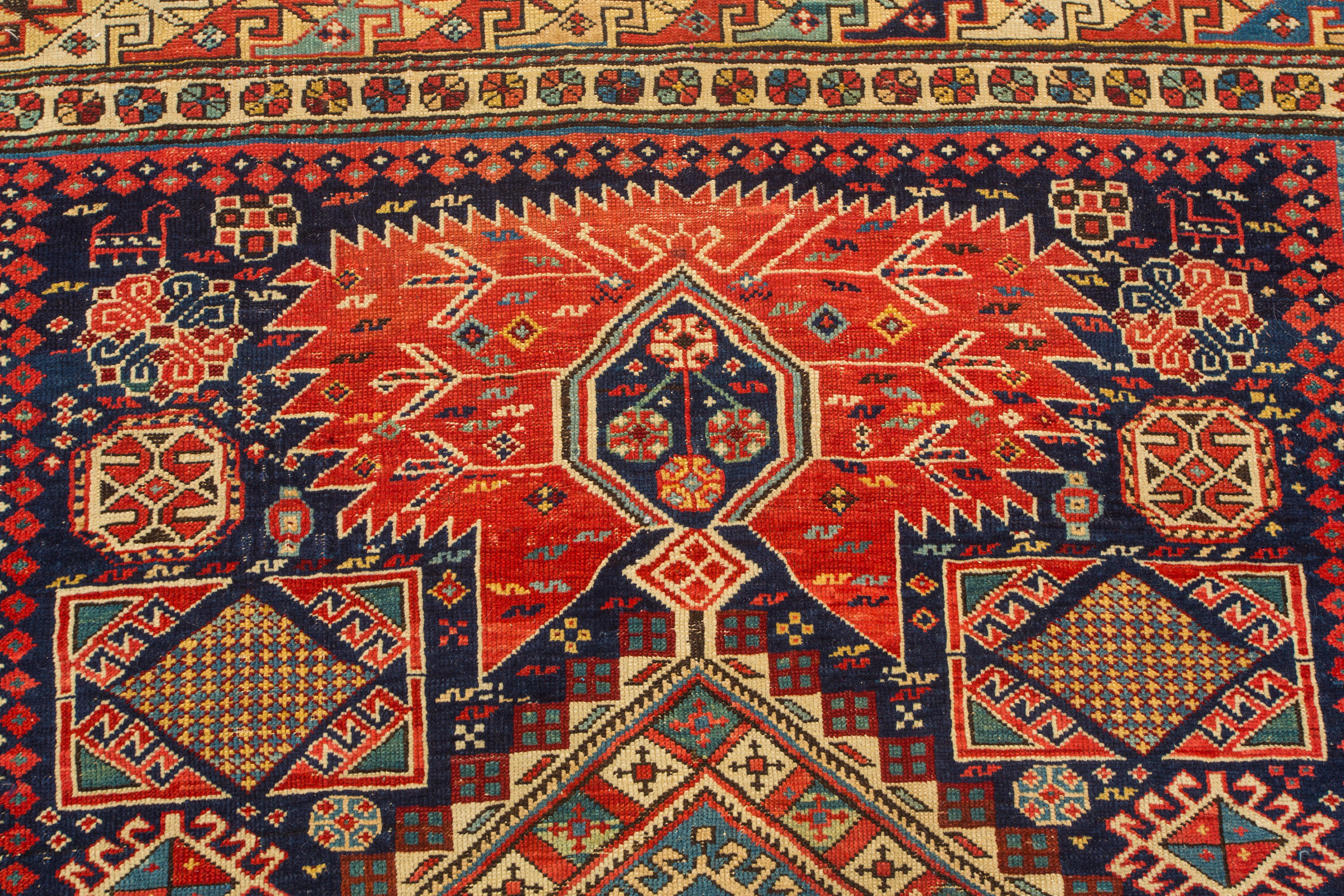 Antiker kaukasischer Shirvan-Teppich aus dem Jahr 1880, selten, ausgezeichneter Zustand  im Angebot 4