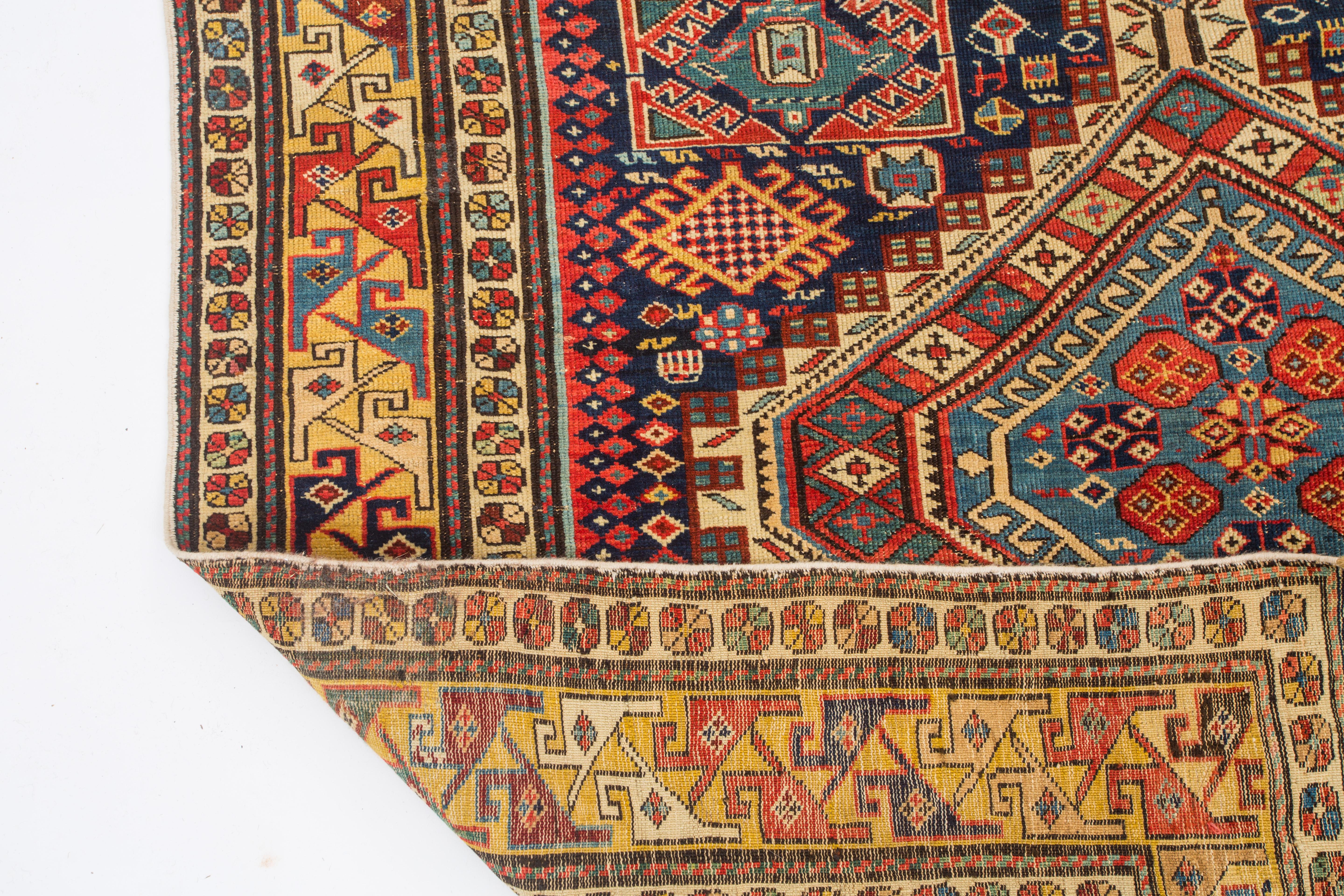 Antiker kaukasischer Shirvan-Teppich aus dem Jahr 1880, selten, ausgezeichneter Zustand  im Angebot 5