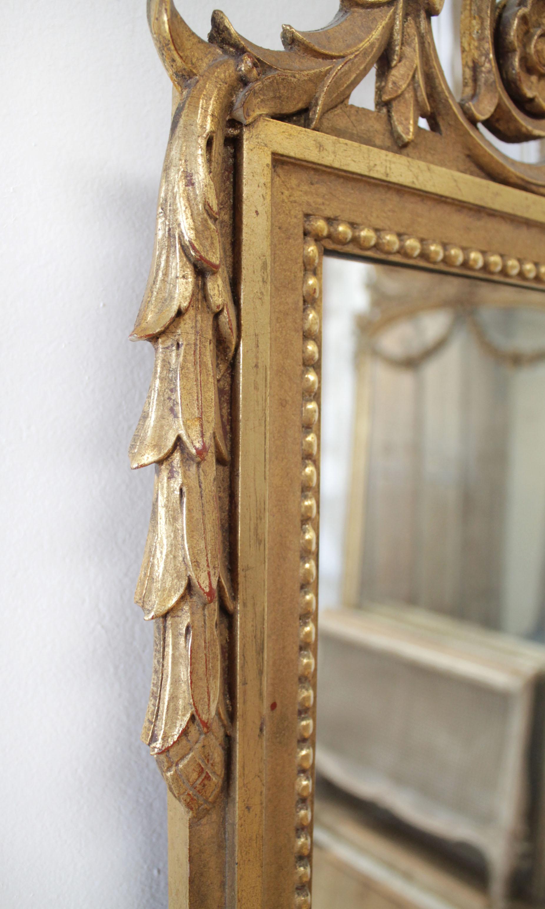 European Antique French Louis XV Style Giltwood Mirror