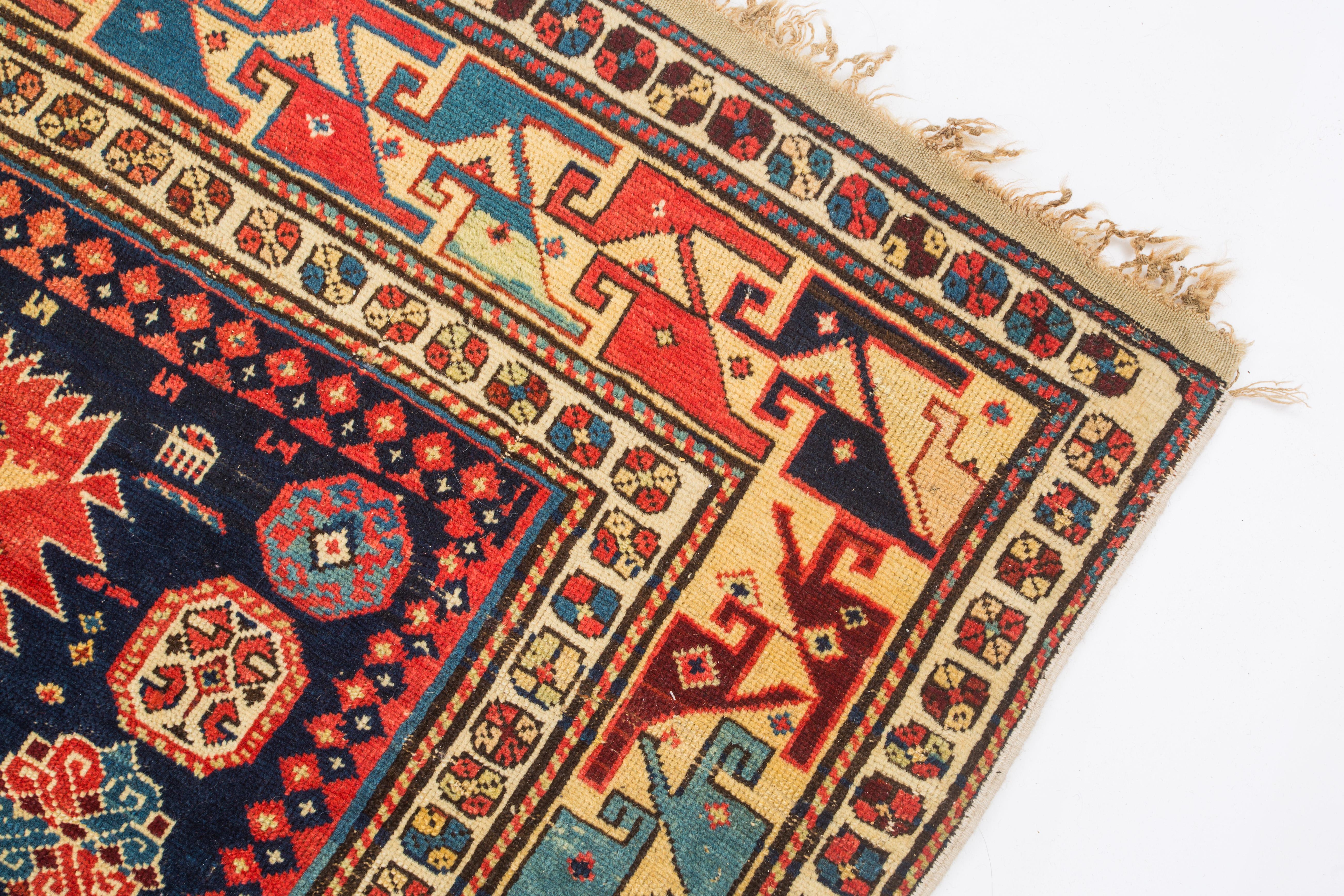 Antiker kaukasischer Shirvan-Teppich aus dem Jahr 1880, selten, ausgezeichneter Zustand  im Zustand „Gut“ im Angebot in WYNNUM, QLD