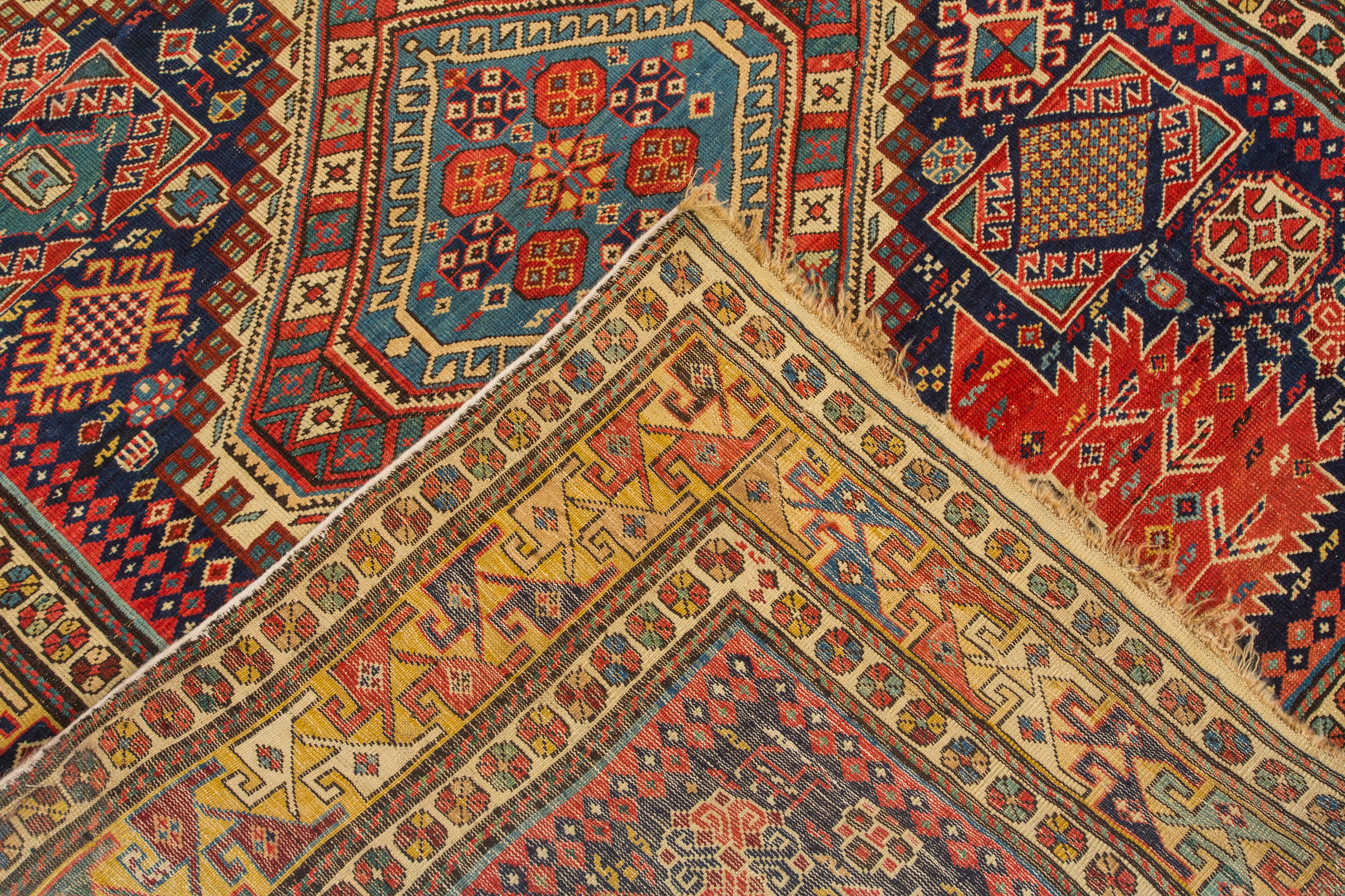 Antiker kaukasischer Shirvan-Teppich aus dem Jahr 1880, selten, ausgezeichneter Zustand  im Angebot 1