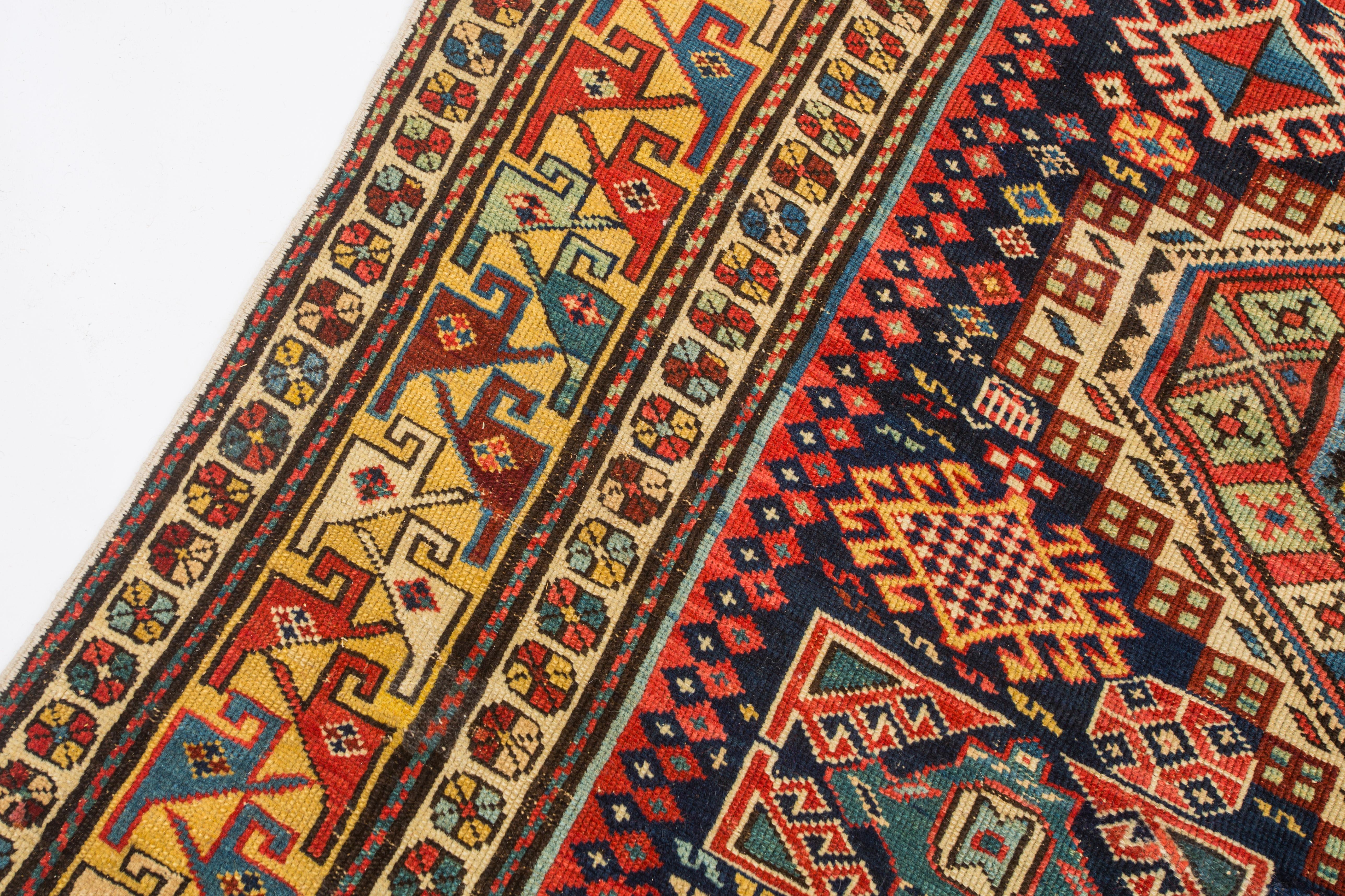 Antiker kaukasischer Shirvan-Teppich aus dem Jahr 1880, selten, ausgezeichneter Zustand  im Angebot 2