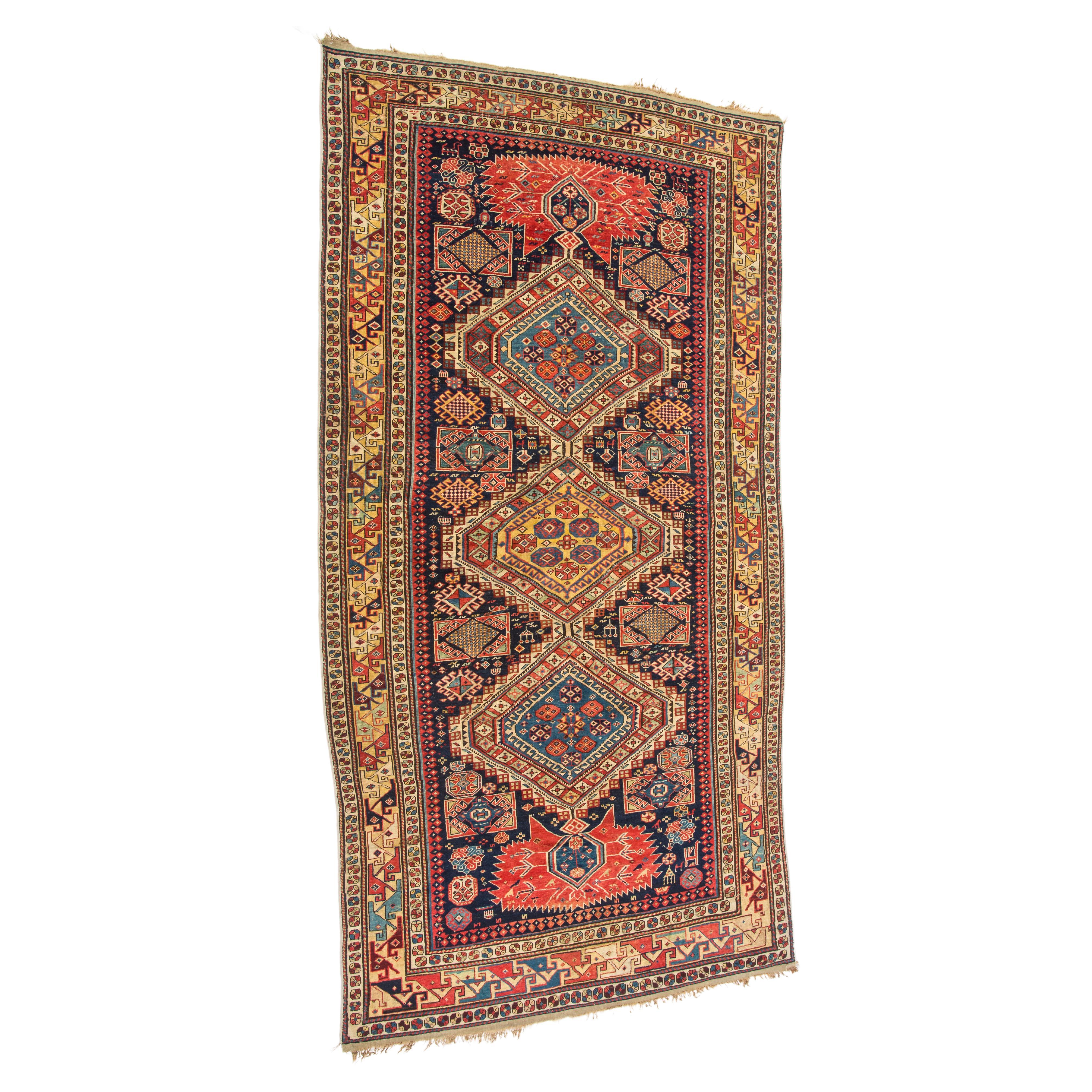 Tapis caucasien ancien Shirvan de 1880. rare, excellent état  en vente