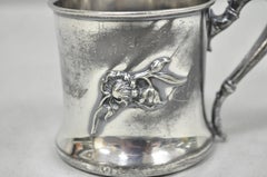 Antique Forbes Silver Co Art Nouveau Floral Monogramed Silver Plated Shaving Mug
