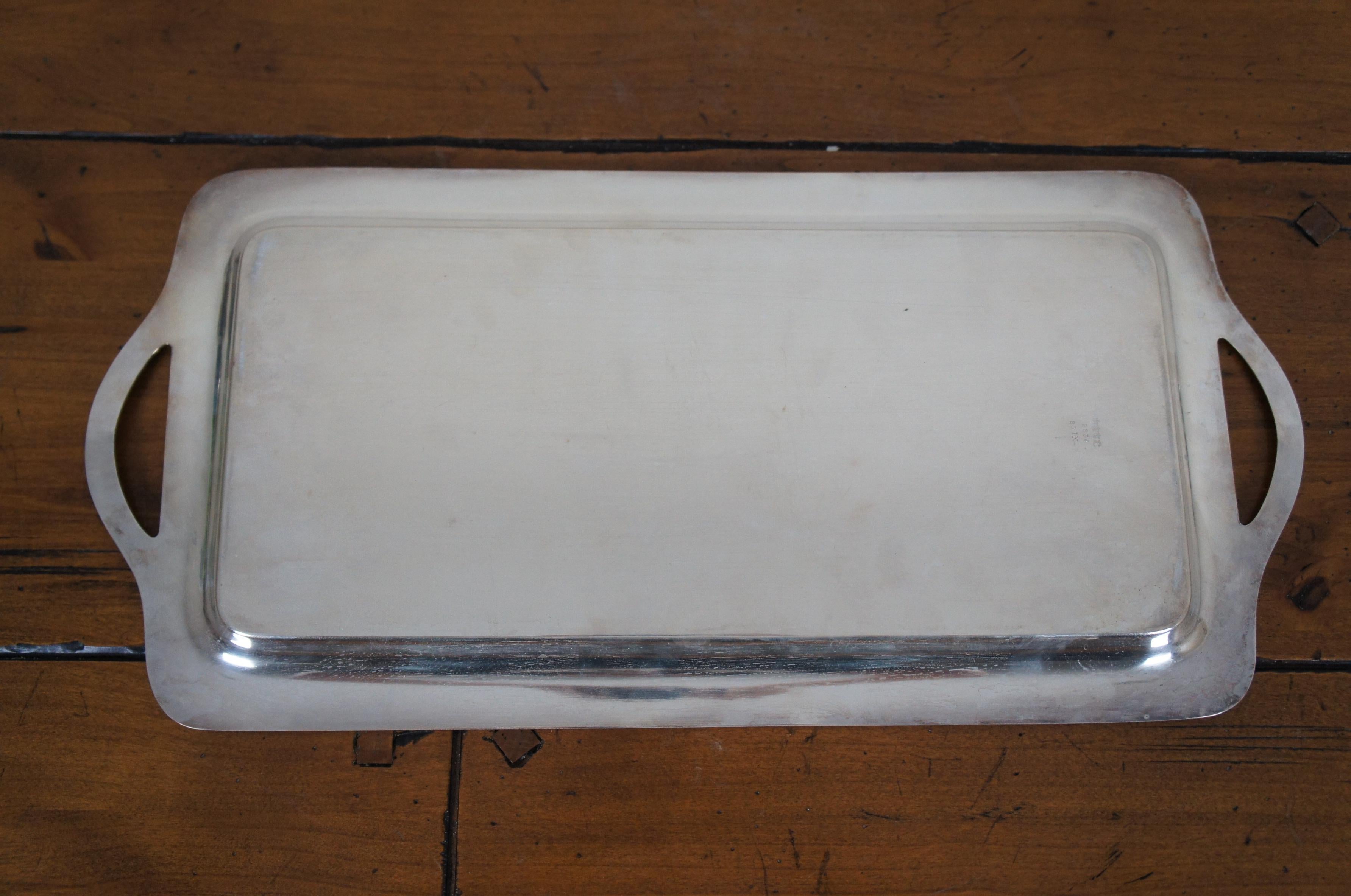Metal Antique Forbes Silver Plate Rectangular Serving Bar Vanity Tray Platter