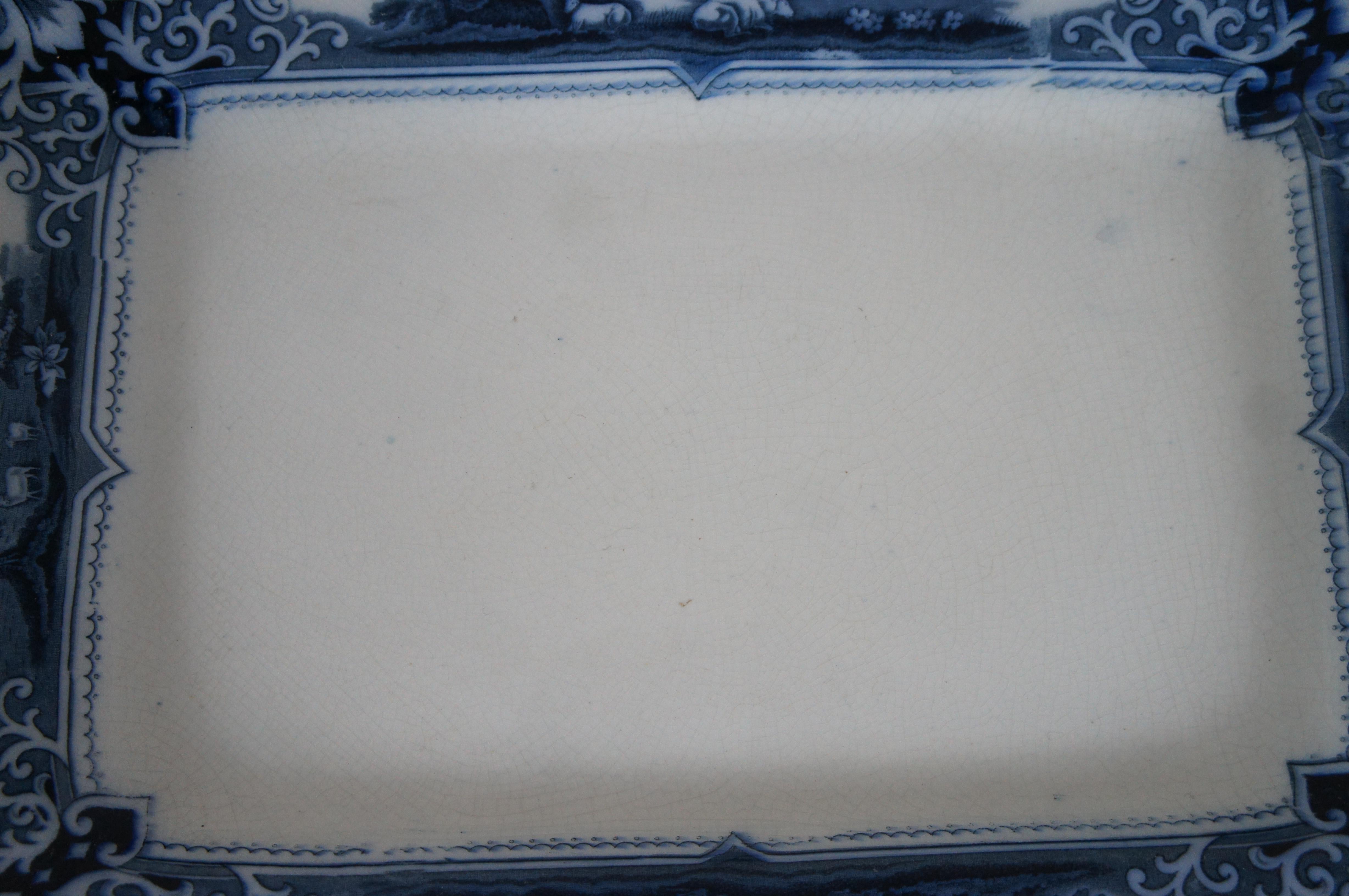 Antique Ford & Sons Verona Burslem Blue Transferware Serving Platter Tray 18