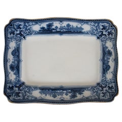 Vintage Ford & Sons Verona Burslem Blue Transferware Serving Platter Tray 18"