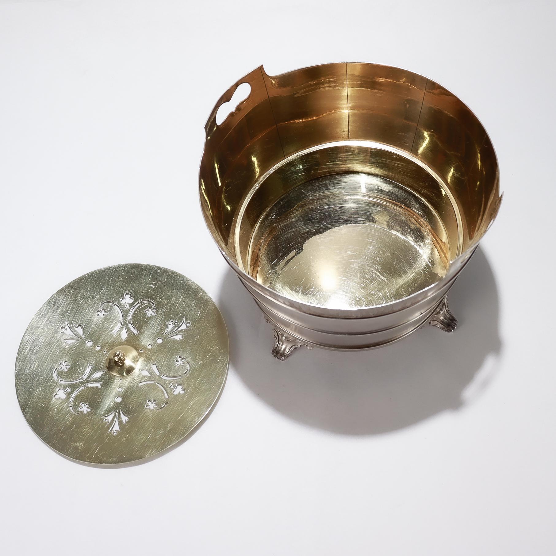 Antigua cubitera Ford & Tupper de plata de ley de la Edad Dorada con forma de barril en venta 1