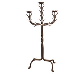 Antique Forged Iron Candelabra Torchere from Spain, Circa 1900